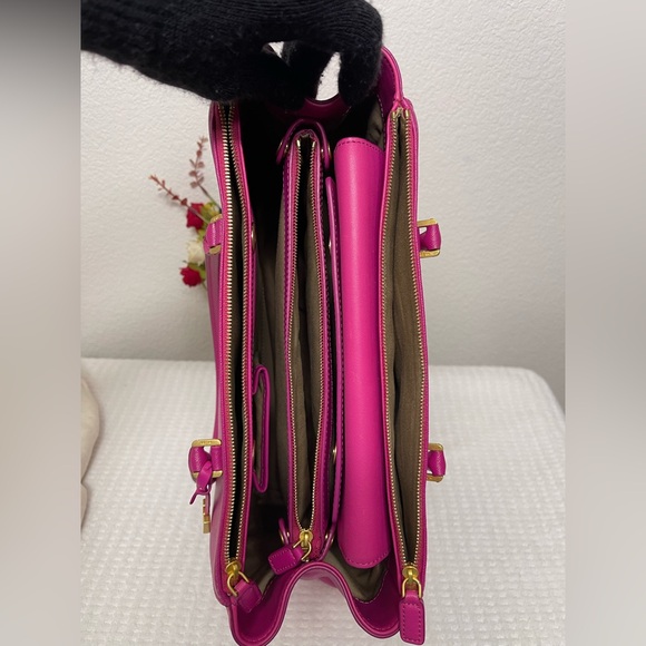 Five (5) Compartments MCM Fuchsia Satchel Bag - Picture 8 of 14